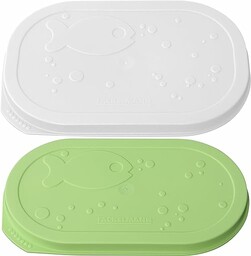Fackelmann 49340 pojemniki na ryby pokrywa 2-Pak, biały/zielony