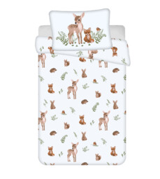 Jerry Fabrics Pościel bawełniana 100x135 Zwierzęta leśne biała
