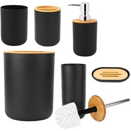 GOCKOWIAK Zestaw akcesoriów łazienkowych Timor Czarno-brązowy