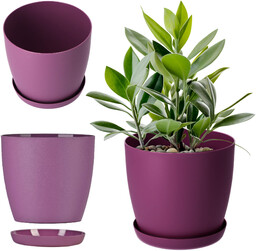 Doniczka Agen z podstawką 16 cm, matowa fioletowa