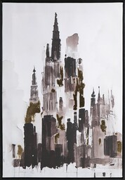 Eurofirany Obraz 608b 50x70 szary biały miejski krajobraz