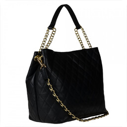 Duża skórzana torba pikowana czarna XL