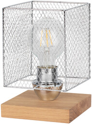 Lampa stołowa Norman Wood 1xE27 Max.25W Dąb olejowany/Chromowany