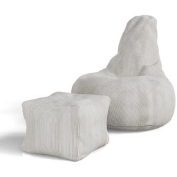 FOTEL RELAKSACYJNY TELEWIZYJNY WYPOCZYNKOWY GAMINGOWY Z PUFĄ BEŻOWY