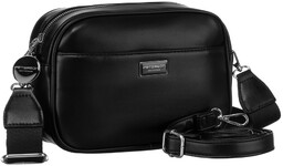 Czarna, klasyczna listonoszka damska crossbody z eko skóry