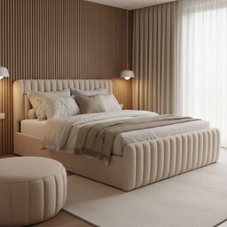 Łóżko tapicerowane z pojemnikiem GALLA 160x200 Welur Beżowy