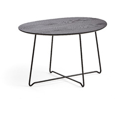 Stolik kawowy IRIS, asymetryczny, 510 mm, czarny, dąb