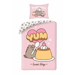 Halantex Pościel bawełniana 140x200 Kot Pusheen różowa poszewka