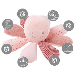 Nattou Wielofunkcyjna zabawka edukacyjna ośmiornica różowa