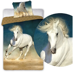 Pościel 160 x 200 Młodzieżowa Horses 001 Biały