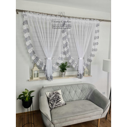 Firanka Z Szarą Gipiurą 500/180CM Firanki Do Salonu