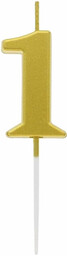 Świeczka cyferka metaliczna złota - 1 - jeden