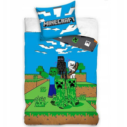 Pościel Bawełniana Minecraft 140x200 Dla Dziecka Młodzieżowa Creeper
