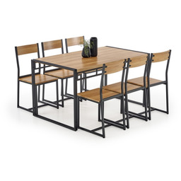 BOLIVAR zestaw stół + 6 krzeseł dąb złoty