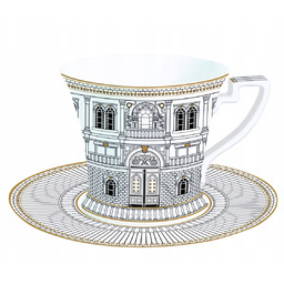 Filiżanka 350ml spodek motyw Versace włoska biała