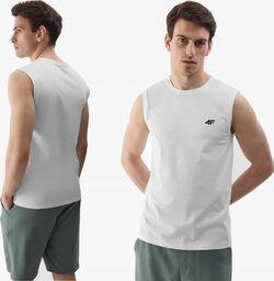 Bezrękawnik tank top 4F SLEM075 biały Bezrękawnik męski