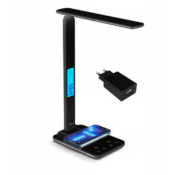 Lampka Leditou Media-Tech biurkowa Qi 15W zegar budzik