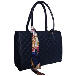 Torba Shopper Pikowana Torebka Damska Listonoszka Miejska, Granatowy