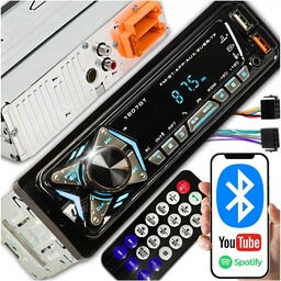 RADIO SAMOCHODOWE USB AUX SD BLUETOOTH 1-DIN ZESTAW