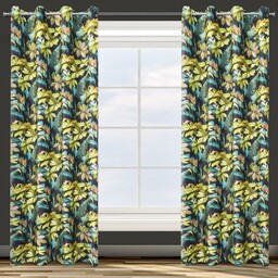 Design 91 Zasłona 140x250 Livy czarna zielona liście
