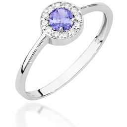 Złoty pierścionek Tanzanit 0,35ct białe złoto pr. 585