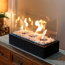 Biokominek Wolnostojący Potrójny Duży Czarny Tornado Flame