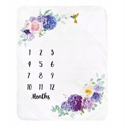 Foto kocyk mata dla dziewczynki kwiaty +ramka