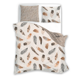 Faro Pościel z mikrofibry 160x200 liście beżowa 009