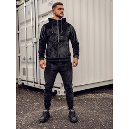 Czarny welurowy dres męski Denley 3B115A