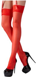 Cottelli - Koronkowe pończochy (czerwone) - 3/M-L