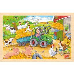 Puzzle drewniane dla dzieci traktor krajobraz wsi 24