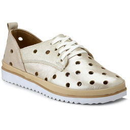 Buty damskie skórzane złote sznurowane ażurowe Loretta Vitale