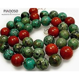 Turkus Afrykański Koral Piękny Naszyjnik Srebro