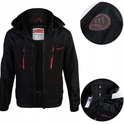 Kurtka chłopięca 158 wiosenna sportowa Czarno Czerwona Softshell