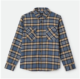koszula BRIXTON - Bowery Flannel Azure Blue/Washed Navy/Sand