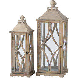 Boltze Home Lampiony drewniane KAROL, duże, 2 sztuki