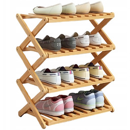 4-Pozi Stojak Na Buty Bambusowy Składany Regał Naturalne