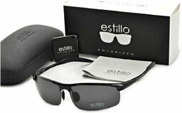 Estillo Męskie okulary sportowe przeciwsłoneczne z polaryzacją czarne