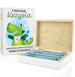 Sztućce dla dziecka Grawer roczek chrzest Nadruk