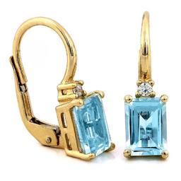 Kolczyki Złote 585 Z Topazem Naturalnym Angielskie 2.81G