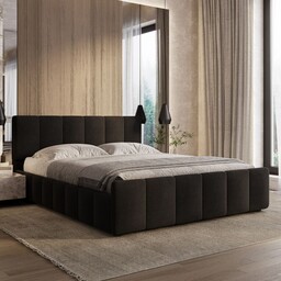 Łóżko tapicerowane z pojemnikiem SFG0166P 160x200 Welur Czarny