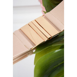 Szeroki pasek gumowy złota klamra beż Porvoo