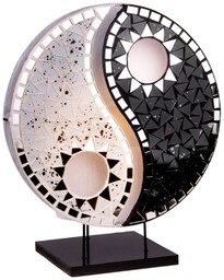 Woru Lampa stołowa Ying Yang lustrzana mozaika czarna