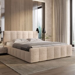 Łóżko tapicerowane z pojemnikiem SFG0166P 120x200 Boucle Cappuccino