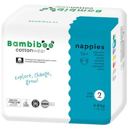 Bambiboo Cottonwear Jednorazowe pieluszki z bawełną organiczną, rozmiar