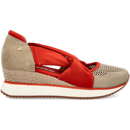 Hiszpańskie sneakersy na koturnie - GIOSEPPO 74059 BEŻOWO-CZERWONE