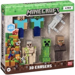 MINECRAFT Zestaw gumek A (6 sztuk)