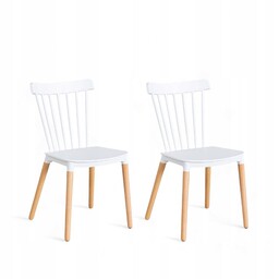 2x Krzesło Skandynawskie Jadalniane Tanie Białe Zestaw Krzesła