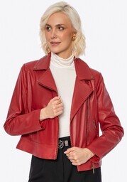 Damska ramoneska ze skóry naturalnej czerwona