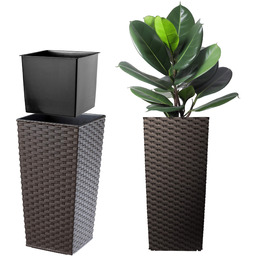 Donica z wkładem rattan Pesaro 30 cm, mokka